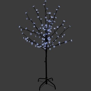 Northlight 4' Pre-Lit Sakura Cherry Blossom Artificial Flower Tree - Pure White LED Lights - 1 of 4