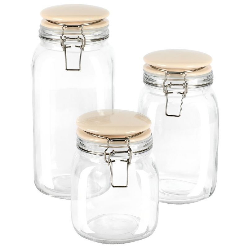 Martha Stewart Rindleton 3 Piece Glass Canister Set with Ceramic Lids in Off-White, 2 of 8