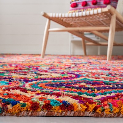 Handmade Multicolor Round Tufted Wool Area Rug