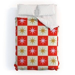 Deny Designs Full/Queen Galaxy Eyes Star Check Festive Comforter and Pillow Sham Cream - 1 of 4