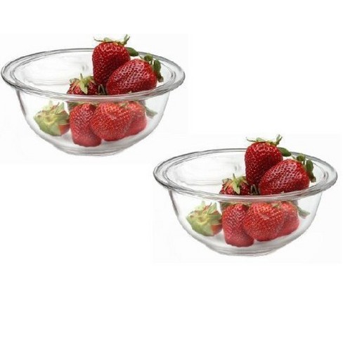 NutriChef 4 Sets of High Borosilicate Glass Mixing Bowl with PE Lids,  Space-Saving Nesting Bowls