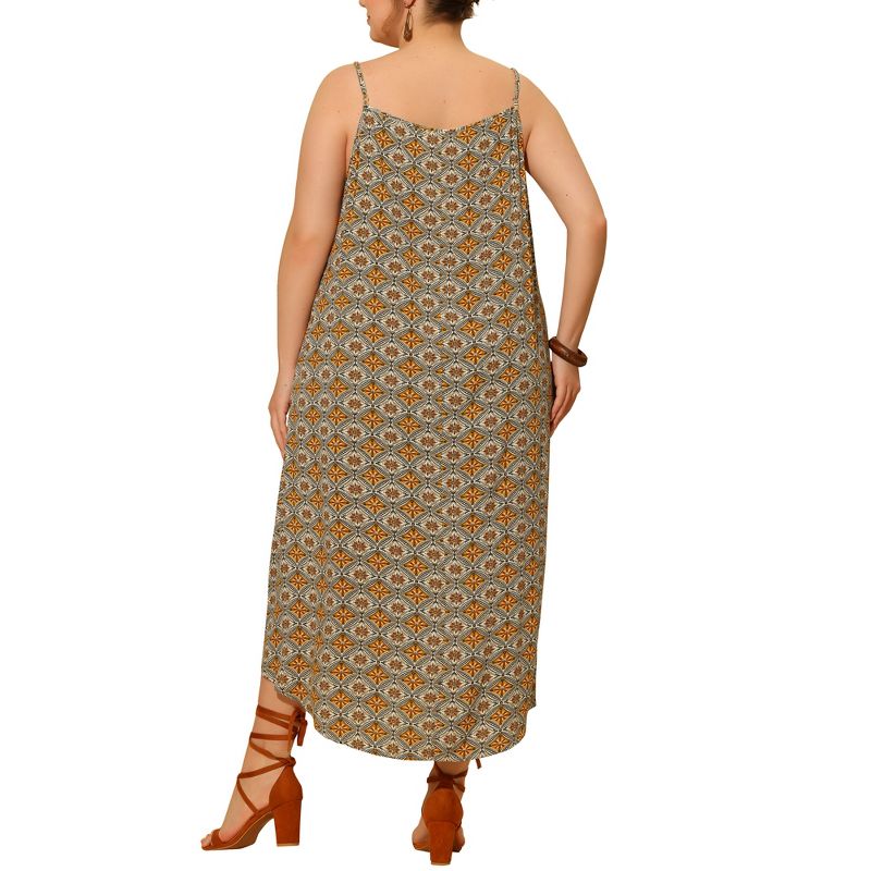 Agnes Orinda Women's Plus Size Summer Beach Bohemian Pattern Sleeveless Strap Maxi Dresses, 4 of 6