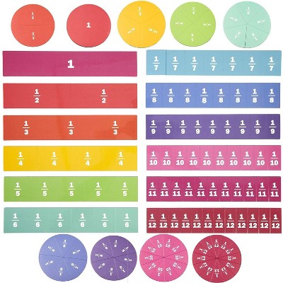 Bright Creations 21 Pack Magnetic Rainbow Fraction Tiles and Circles Fraction Bars Early Math Manipulative for Classroom Education Kit Teaching Aids