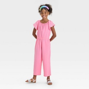 Girls' Short Sleeve Eyelet Jumpsuit - Cat & Jack™ - 1 of 3
