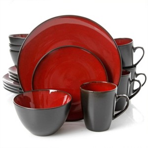 Gibson Soho Lounge Round 16 Piece Dinnerware Set in Burgundy - 1 of 4