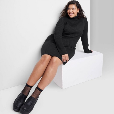 Black bodycon sweater outlet dress