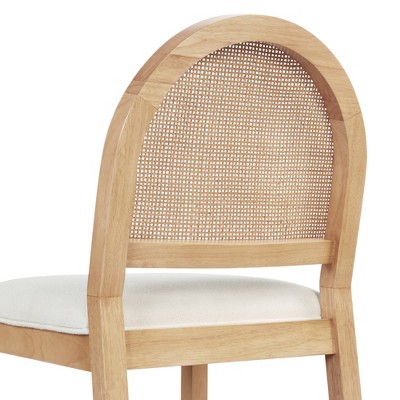 Cream Boucle and Warm Pine High Back Side Chair