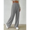 Clearlove Womens Wide Leg Palazzo Pleated Pants Ribbed Knit High Waist Flowy Drawstring Loose Casual Trousers - 4 of 4