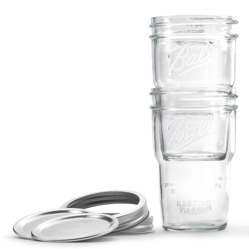 Set of 5 Ball Mason Jar Clear Drinking Glass Mugs 16 oz Pint 