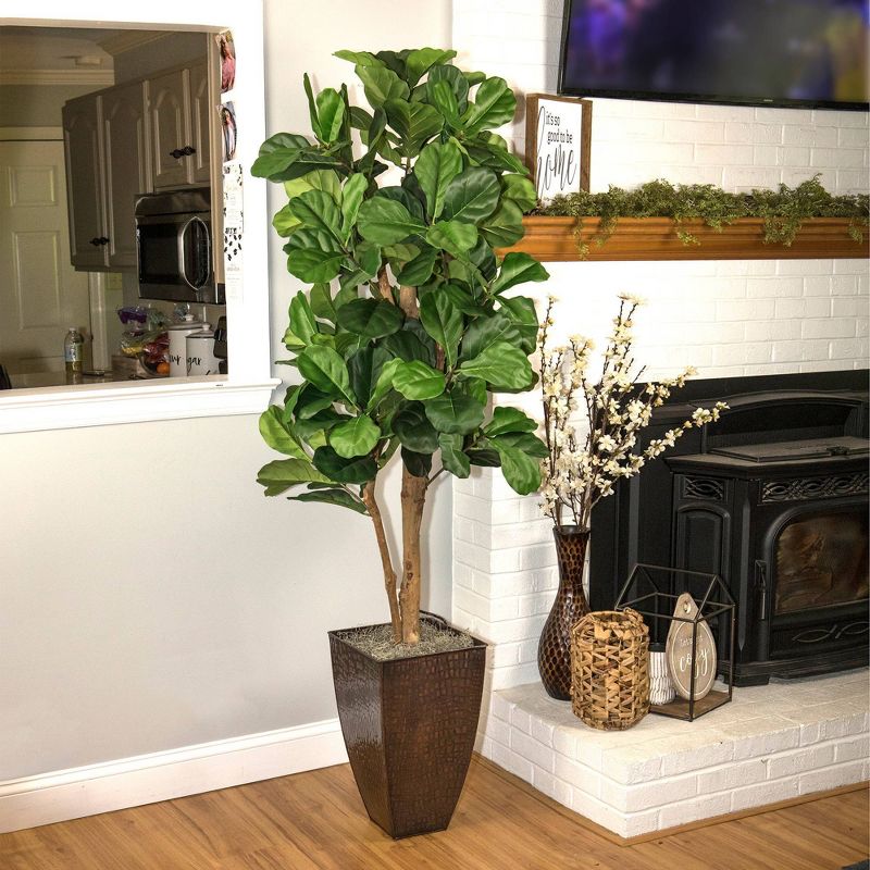 6&#39; Artificial Fig in Copper Planter - LCG Florals, 4 of 9