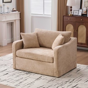 GDFStudio Penman 45.27"W Modern Chenille Upholstered Oversized Accent Chair with Two Bolster Pillows - 1 of 4