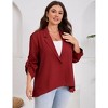 Womens Plus Size Blazers Adjustable Long Sleeve Classic Draped Open Front Lightweight Cardigans Jacket - 3 of 4