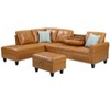 TIRAMISUBEST 104" Irine Faux Leather Sectional Ottoman L Shape Storage Interior Pull Down Cup Holders Neutral Tufted Nailhead Traditional - 2 of 4
