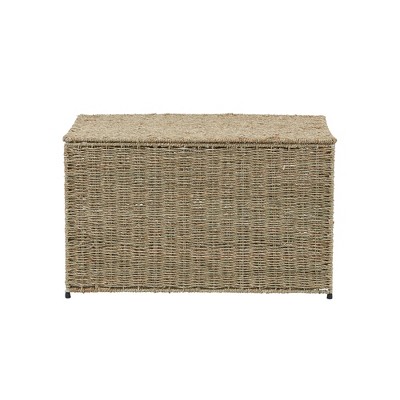 Large Natural Wicker Seagrass Storage Chest with Lift-Off Lid