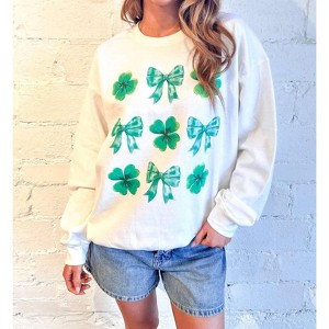 Women's Clover & Bows Graphic Sweatshirt - SWEET CLAIRE - 1 of 2