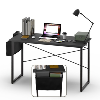 Tangkula 40"/47" Industrial Computer Desk Study Writing Table with Storage Bag Black/Coffee/Rustic Brown