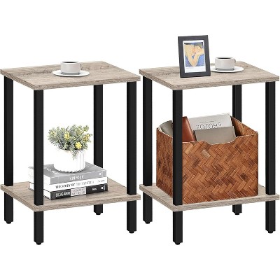 Table, Set of 2, Side Table, Nightstand, 2-Tier Storage Shelf, Sofa Table for Small Space, Living Room, Bed Room