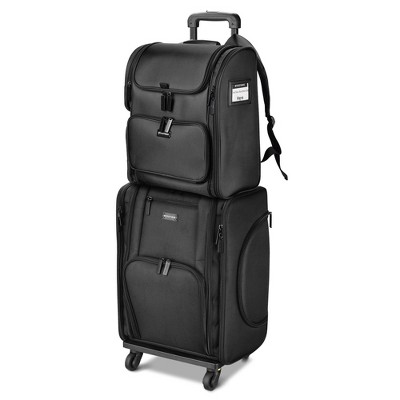 Byootique Rolling Makeup Train Case & Bag Kit Cosmetic Storage Bag Artist Travel Black