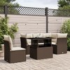 vidaXL 6 Piece Patio Sofa Set with Cushions - Brown and Cream - 2 of 4