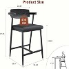 Acekool Counter Height Bar Stools Set of 2 with Arms, Upholstered Wide Seat & Back, Metal Frame with Footrest for Kitchen Island, Rustic Brown - 2 of 4