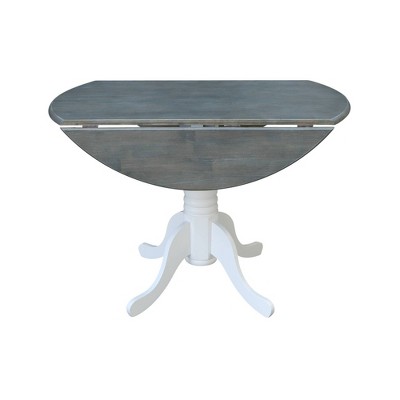 Heather Gray & White 42" Round Wood Extendable Dining Table