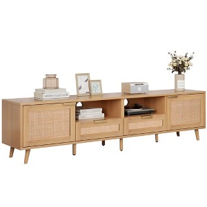 NicBex TV Stands for Living Room,Rattan Entertainment Center with Cabinets and Open Shelves,TV Console for Living Room, Bedroom, Home,Natural - 1 of 4