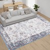 Washable Vintage Rug Non Slip Low Pile Rug Soft Throw Floor Cover Floral Foldable Indoor Carpet for Living Room Bedroom Playroom Nursery - 3 of 4