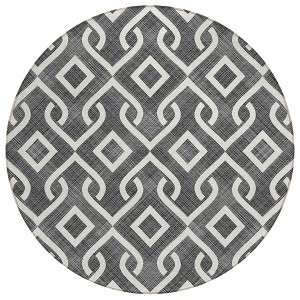 Black And Ivory Geometric Washable Indoor Outdoor Area Rug - 1 of 4