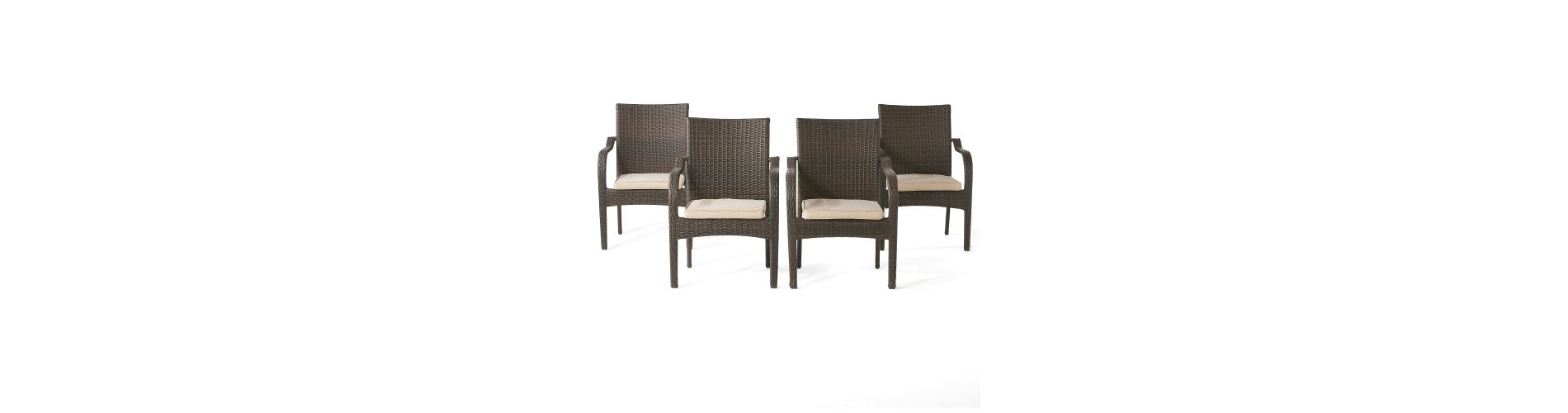 Dexmalle Patio Stackable Wicker Chairs,Brown