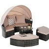 5-Piece Outdoor Wicker Patio Set with Retractable Canopy, Cushions & Storable Table for Garden or Poolside Relaxation - Coolbibila - 3 of 4