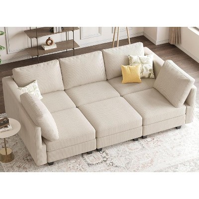 Belffin Modular Sectional Couch U Shaped Corduroy Sectional Sofa with Chaise Convertible Modern Sectional Sofa Couch