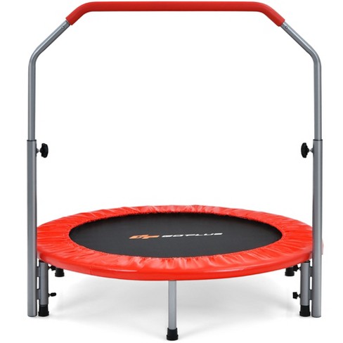 Costway 40'' Folding Exercise Trampoline Rebounder W/4-Level Handrail  Carrying Bag Red