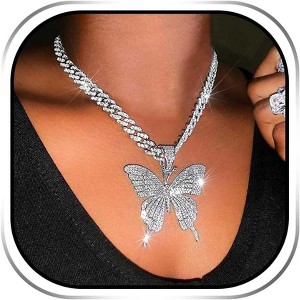 Butterfly Necklaces Jewelry Rhinestone Crystal Choker Chain for Women - 1 of 4