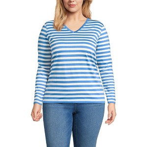 Lands' End Women's Relaxed Supima Cotton Long Sleeve V-Neck T-Shirt - 1 of 3