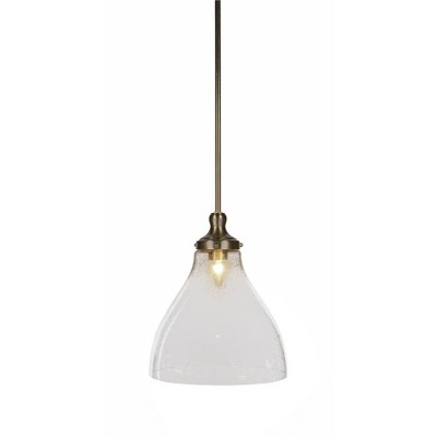 Toltec Lighting Juno 1 - Light Pendant in  New Aged Brass with 11.75" Clear Bubble Shade