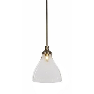 Toltec Lighting Juno 1 - Light Pendant in  New Aged Brass with 11.75" Clear Bubble Shade - 1 of 1