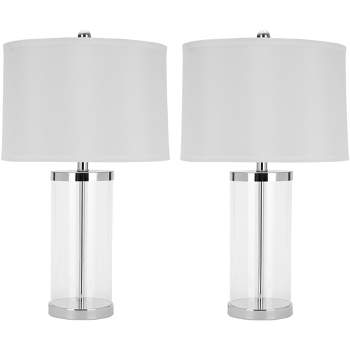 Jeanie Glass Cylinder Lamp (Set of 2) - Clear - Safavieh
