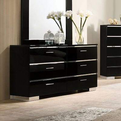 Lacquered Dressers Chests Target, Johnby 6 Drawer Double Dresser Black And White