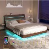 KWPZQEB Queen Floating Bed Frame with Smart LED Lights and Charging Station - Modern Wood Platform Bed W/Storage Headboard, Steel Slats Support - 3 of 4