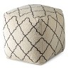 Lattice Square Pouf Cream/Black - Steve Silver Co.: Upholstered Cotton Ottoman, No Assembly Required - 2 of 4