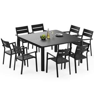 Crestlive Products Expandable Aluminum Outdoor Dining sets for 6-8 58" Extendable Patio Table Adjustable Rectangular Square Table with chairs - 1 of 4