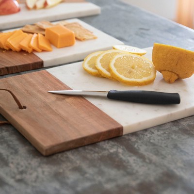 Large White Marble and Mango Wood Rectangular Cutting Board