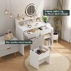 White dressing table with 360° rotating mirror and adjustable light, girls makeup dressing table - 2 of 4