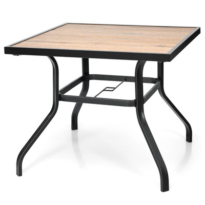 Tangkula Outdoor Dining Table Oversize Square Bistro Garden Deck with Rustproof Steel Frame for Garden