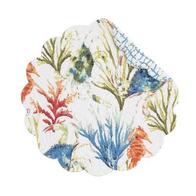 C&F Home Marino Round Quilted Reversible Colorful Coastal Placemat Set of 6