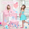 Girls' Vanity Set with Mirror, Makeup Table and Stool for Kids, Wood Dressup Playset for 4-9 - 2 of 4
