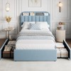 Bed Frame for Kids, Upholstered Platform Bed with 2 Large Storage Drawer and Bookcase Headboard, Noise-Free, Easy Assembly, No Box Spring Needed - 3 of 4