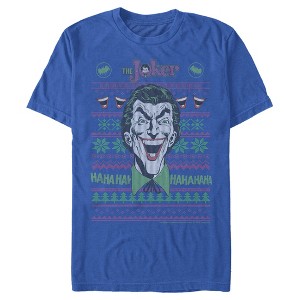 Men's Batman Ugly Christmas Joker Laugh T-Shirt - 1 of 4