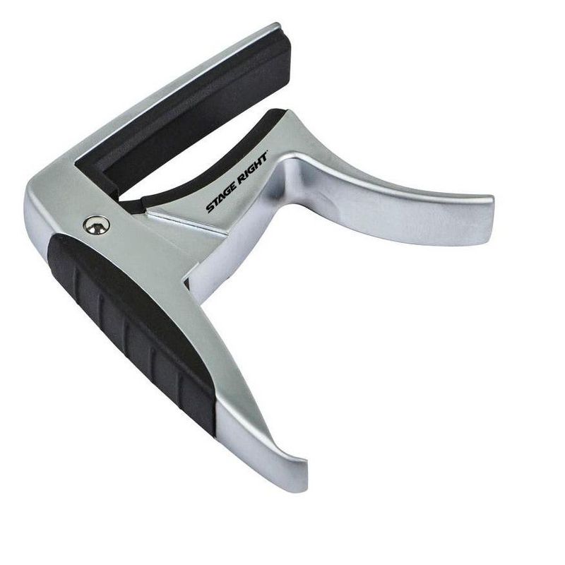 Monoprice Guitar Capo - Silver With Aluminum Body & Rubber Accents, Trigger-style, Standard Length, Hight Quality & Light Weight, 1 of 3