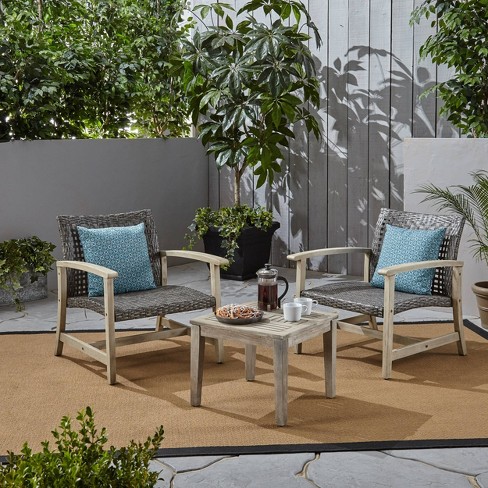 Kono 3pc wicker patio deals chat set